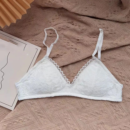 Breathable Sweet Wireless Deep V Bra Shockproof Anti-sagging Underwear for Women Thin Lingerie Lace Push Up Bra Girls