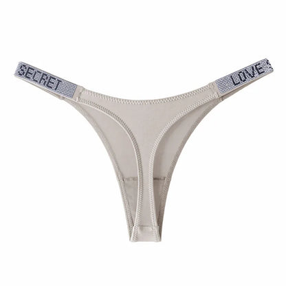 Lågskurna sexiga trosor med strass och bokstäver G-string sporttstring S-XL