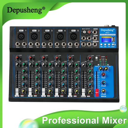Depusheng HT7 7-kanals ljudmixer med Bluetooth och USB
