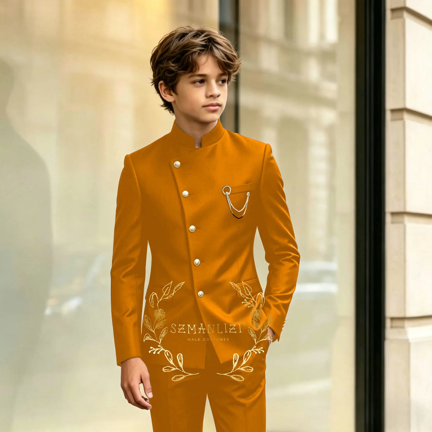 Indian Style Black Child Boy Dinner Tuxedos Little Kids Costume Wedding Party Prom Pants Suits Birthday Wear 2 Pieces Customized