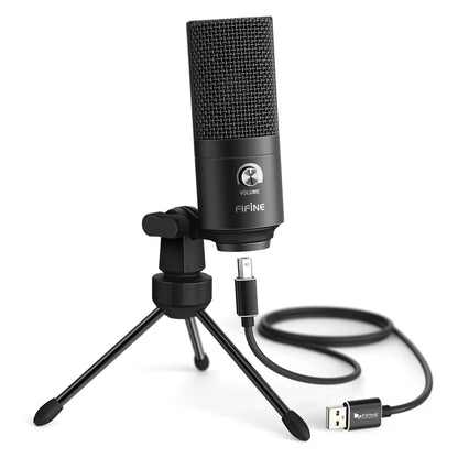 FIFINE Metal USB Condenser Microphone with Gain Knob,Newly Upgraded Detachable Dual-Joint Recording Mic for Laptop/PC-K669