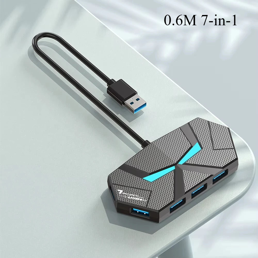 USB 3.0-hubb med 4 eller 7 portar – 0,6 eller 1,2 m