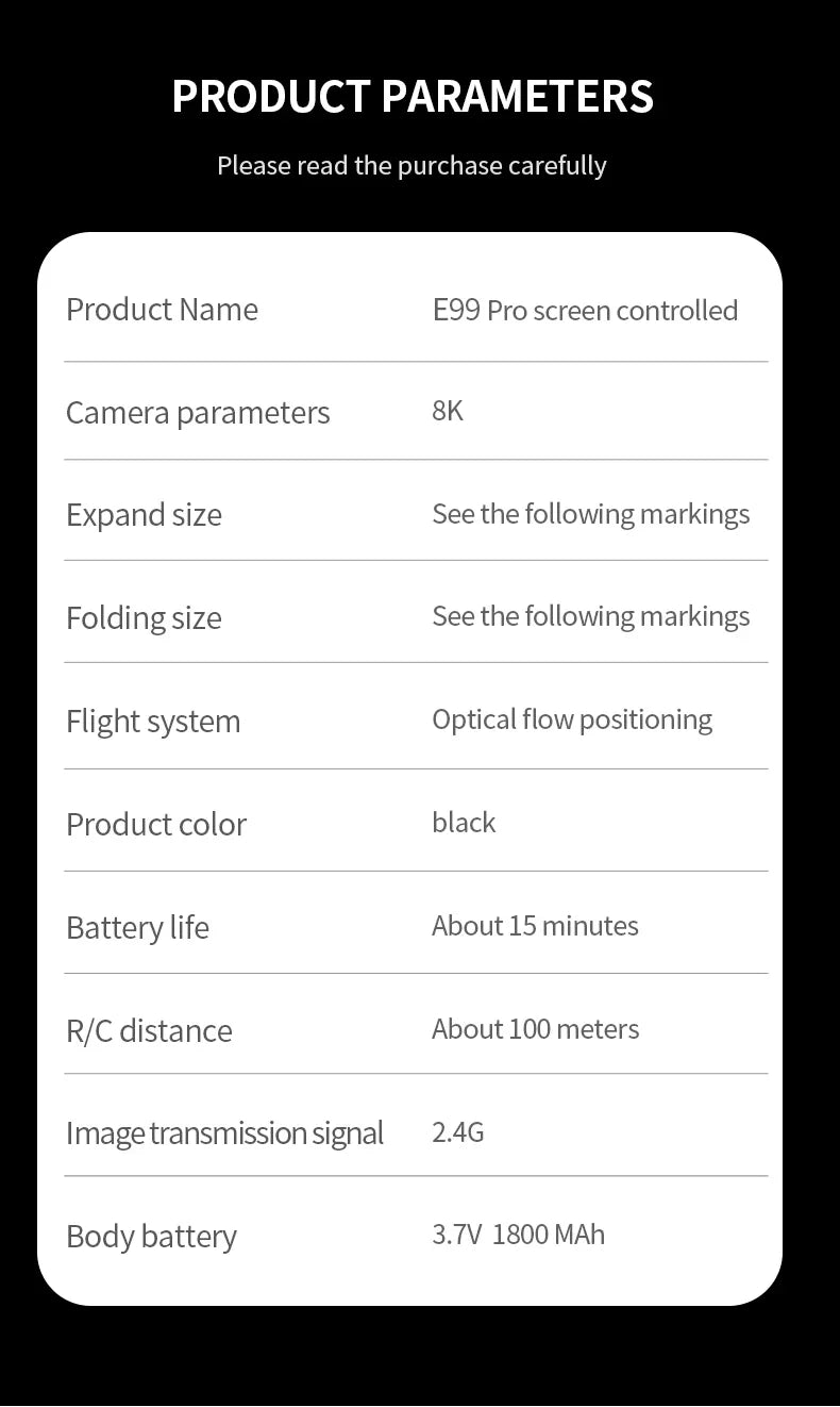 E99 Pro Drone with 8K HD Camera Remote Control Quadcopter Four Axis Aircraft Altitude Hold GPS Flying Toy for Aerial Photography