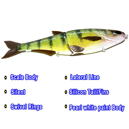 PyroCatus Big Game Glide Shad Baits 23cm/140g Sinking Hard Body Baits Soft Tail Fishing Lures Jointed Swimbait Tackle
