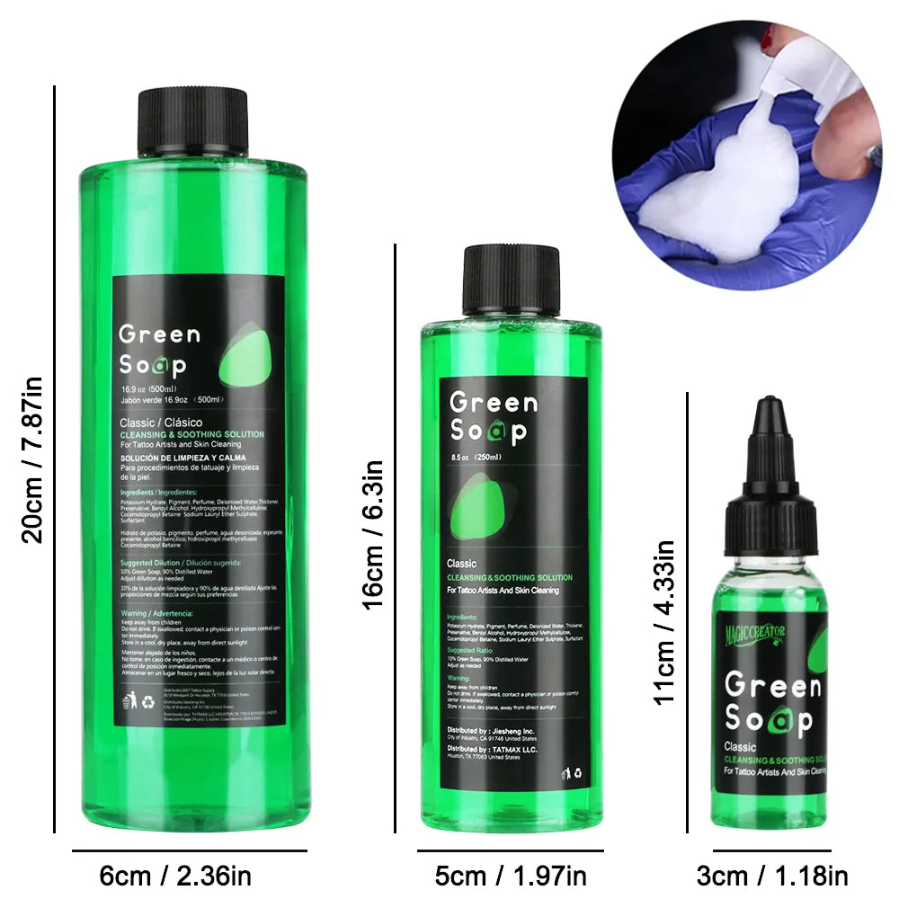30/250/500ML Tattoo Green Soap High Concentration Original Liquid Cleaning Liquid Foam Rich Tattoo Cleaning Products