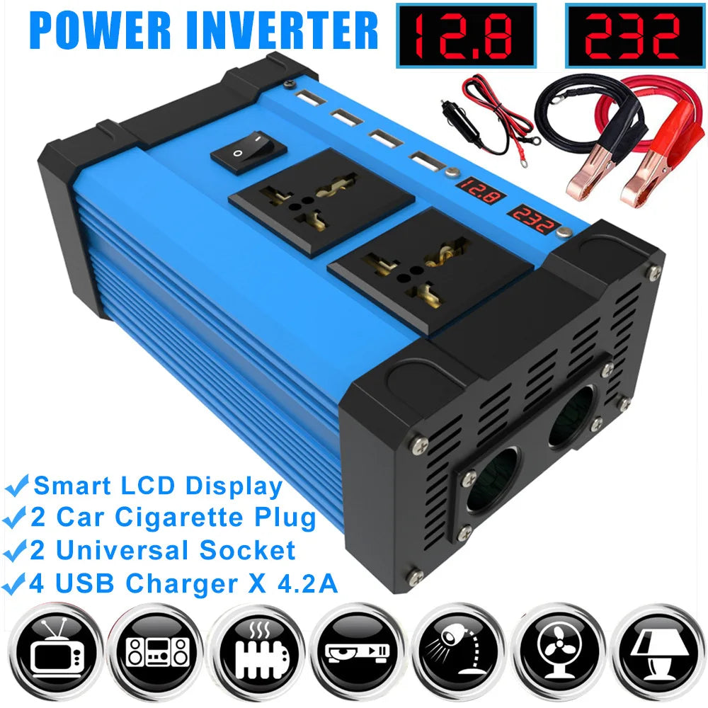 Komplett Solkraftsystem 4000W/6000W – 20W Monokristallin Solpanel + Modifierad Sinusvåg Inverter 110V/220V + 30A PWM-regulator 12V/24V
