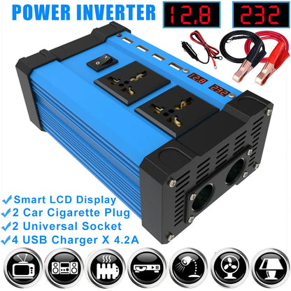 Komplett Solkraftsystem 4000W/6000W – 20W Monokristallin Solpanel + Modifierad Sinusvåg Inverter 110V/220V + 30A PWM-regulator 12V/24V