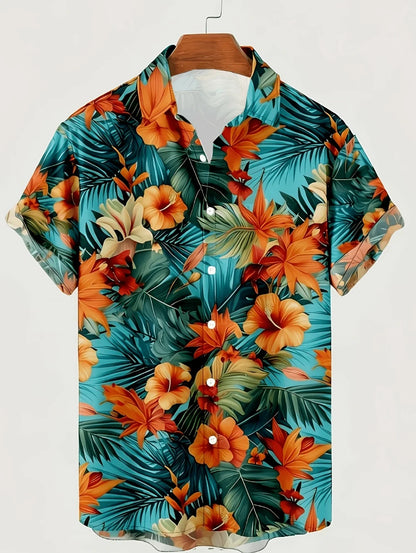 New Men's 3D Printed Hawaiian Shirt Loose Short-Sleeved Family Wear Parents and Children Shirts Beach Vacation Kids's Clothing