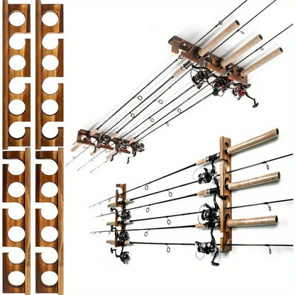 1pair Fishing Rod Holders Up to 6 Rods Fishing Pole Rod Racks Wall or Ceiling Mounted Fishing Pole Rod Holder for Garage Storage