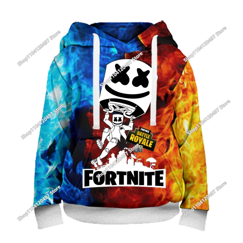 Fortnite Hoodie Barn & Vuxna – 3D-tryckt Animerad Pullover Polyester Casual Streetwear Storlek 110–160cm + Vuxenstorlekar