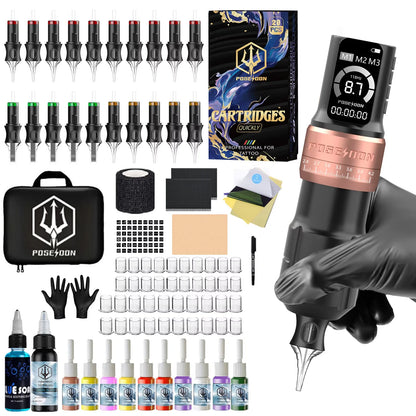 Tattoo Kit POSEIDON V5 New Adjustable Tattoo Pen Kit For Permanent Makeup Tattoo Machine Kit Hot Sale Wireless Tattoo Gun Kit