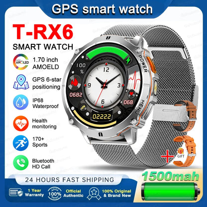New T-RX6 Ultra Outdoor Sports Smart Watch GPS Compass  Barometer IP68 Waterproof Call Blood Oxygen Military Smartwatch For Men