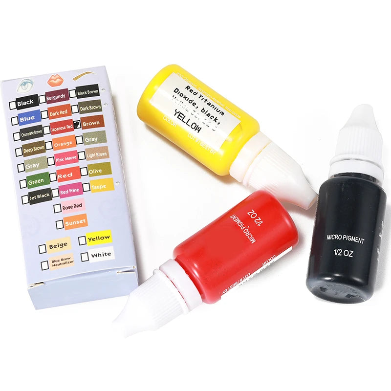 15ml Permanent Makeup Color Natural Eyebrow Dye Plant Tattoo Ink Microblading Pigments For Tattoos Eyebrow Lips Eyelash Set
