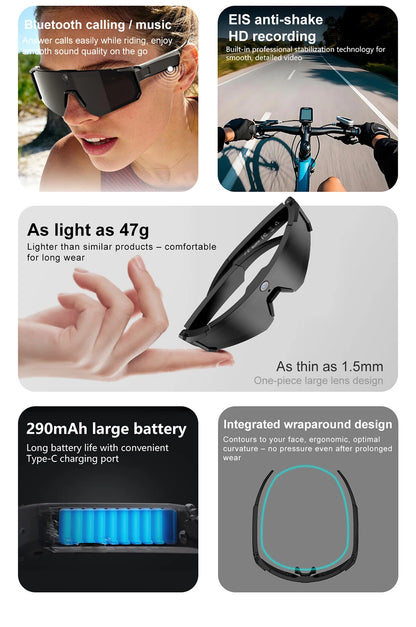 Xiaomi AI Smart Glasses ChatGPT 1080P Camera 8MP Anti-shake Cycling Video&Photo Sport Sunglasses DualMic 32GB Windproof Goggles