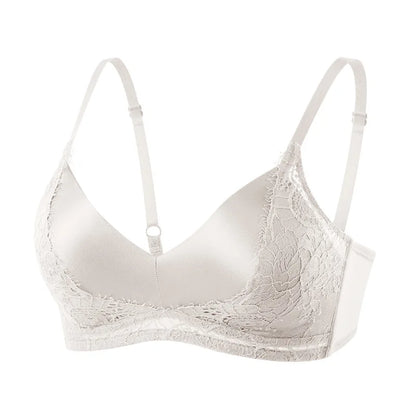 SuyaDream,Women Silk Bras, 93%Silk 7%Spandex, Wire Free, Lace Padded Bra, 2025 New Cozy Intimates, Black, White