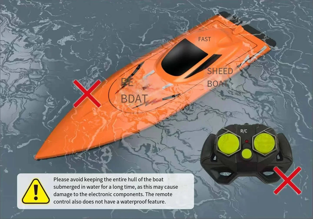 2.4G Remote Control Speed Boat for Kids – Fast Electric RC Boat Toy with Dual Motor, Waterproof Model for Pool & Outdoor Play