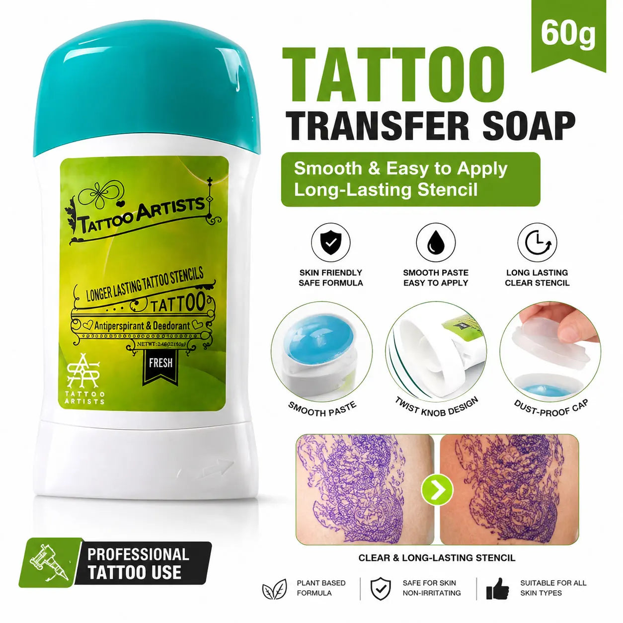 Tattoo Transfer Cream Gel Soap with A4 Size Tattoo Transfer Paper Tattoo Stencil Paper Set for Tattoo Machine Accessories