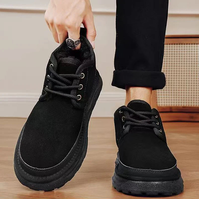 New Winter Snow Boots Men Plush Warm Men Boots Suede Leather Ankle Boot Comfortable Light Couple Cold Protection Sneakers