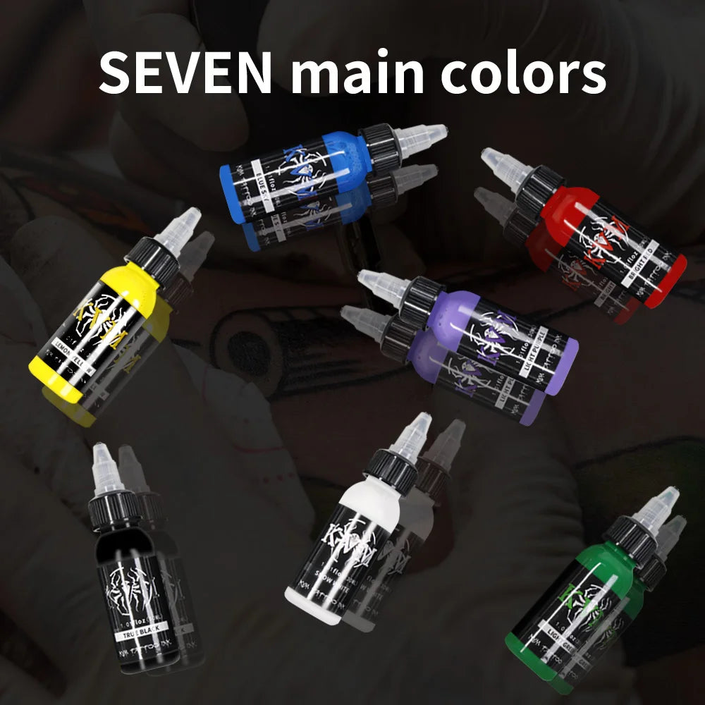 KVM 30ml/1oz 14-colors Tattoo Ink Pigment Body Art Tattoo Kits Professional Beauty Paints Makeup Tattoo Supplies Semi-permanent