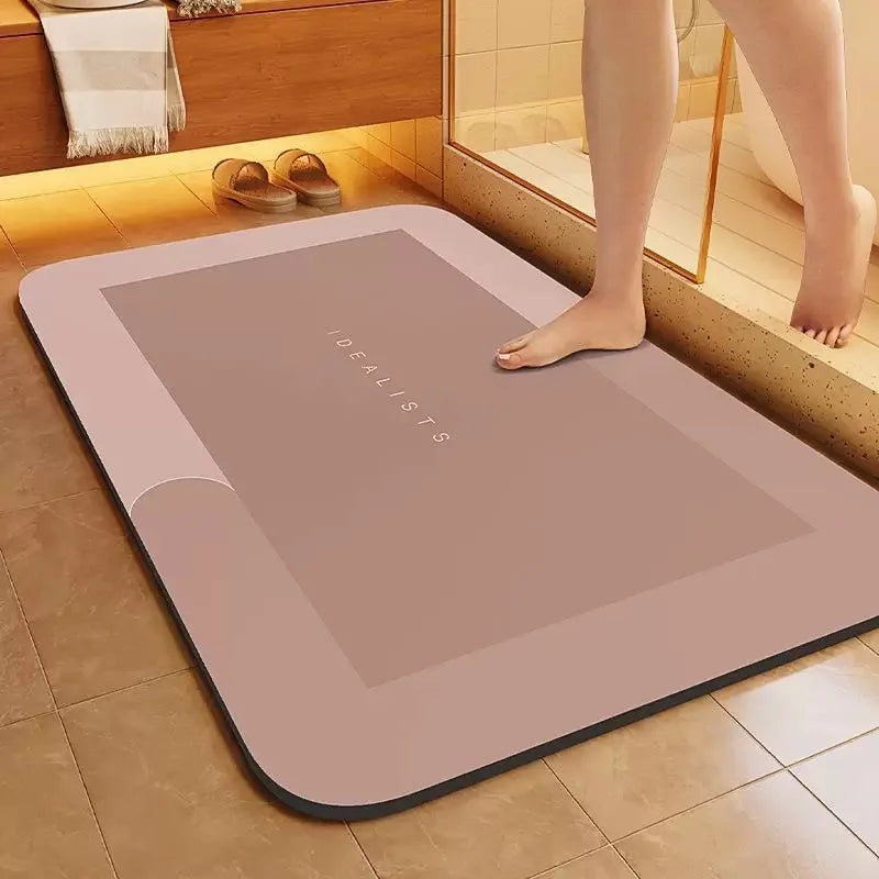 Diatomaceous Earth Bath Mat Ultra Absorbent Non Skid Rapid Drying Soft Floor Mat for Bathroom Shower Laundry Bedroom Kitchen RV