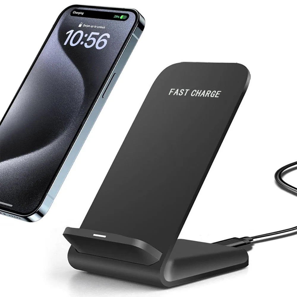 Fast Wireless Charging Stand Compatible with Samsung S24/S23/S22/S21 Ultra, iPhone 17‑12 Pro Max & Xiaomi Smartphones