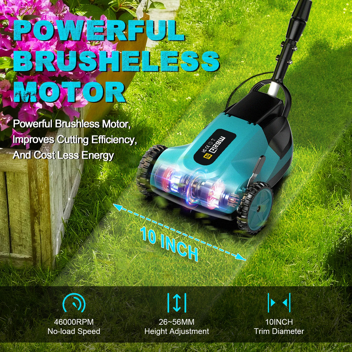 Gisam elektrisk gräsklippare 46000RPM 5000W sladdlös grästrimmer