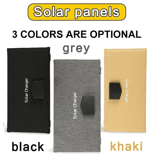 Vikbar Solpanel 60W – Monokristallin IP65 USB-C PD3.0 QC3.0 DC Camping Utomhus 850g Svart Khaki Grå