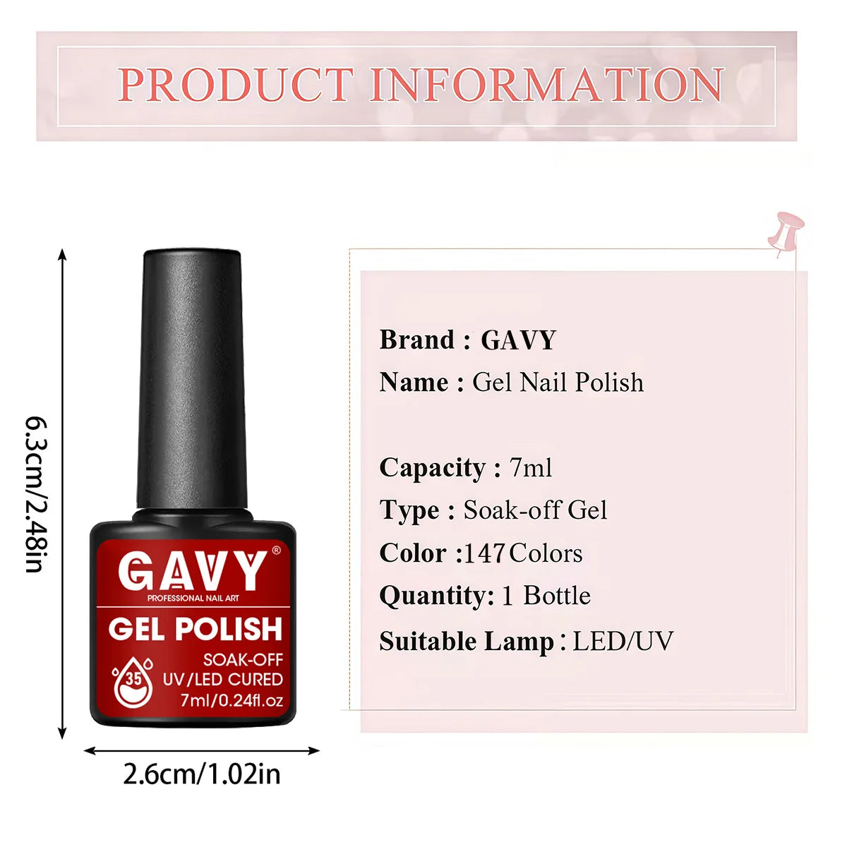 GAVY 6pcs Gel Polish Starter Kit - Permanent Nail Polish Set Glossy Suitable for DIY Manicure, Spring Summer Nail,