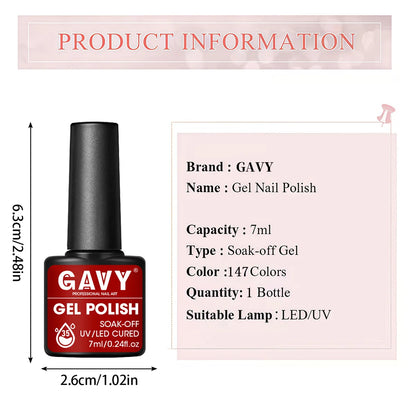 GAVY 6pcs Gel Polish Starter Kit - Permanent Nail Polish Set Glossy Suitable for DIY Manicure, Spring Summer Nail,