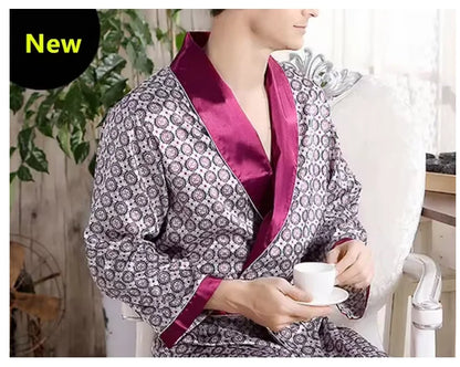 Plus Size 3XL 4XL 5XL Men Robe Sleepwear Navy Blue Stripe Kimono Bathrobe Gown with Pocket Summer Satin Home Clothes Lounge Wear
