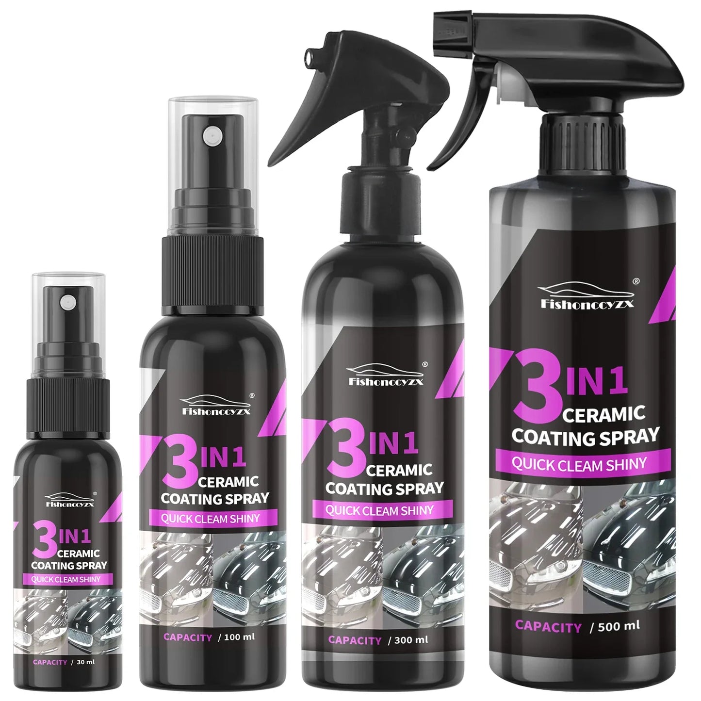 3 in 1 Car Ceramic Liquid Coating Spray Nano Crystal Hydrophobic Layer Polishing Agent High Gloss Paint Protection Wax Car Care