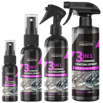 3 in 1 Car Ceramic Liquid Coating Spray Nano Crystal Hydrophobic Layer Polishing Agent High Gloss Paint Protection Wax Car Care