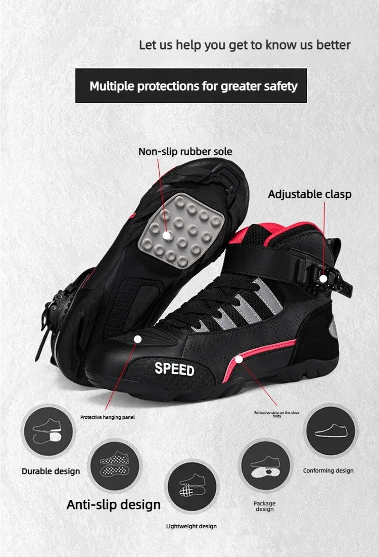 2026 New Leather Motos Breathable Anti Slip Wear-resistant Riders Boots Motorcycle Boots Men Motorbike Racing Ankle Length Shoes