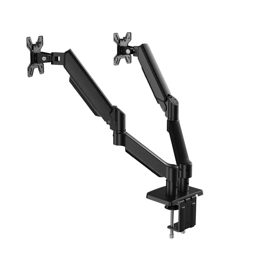 Dual Monitor Mount Stand for 13-32 Inch Screens, Fully Adjustable Double Monitor Bracket with 180° Swivel Tilt & 360° Rotation, Space Saving Desktop Screen Holder for Home Office Gaming Workstation