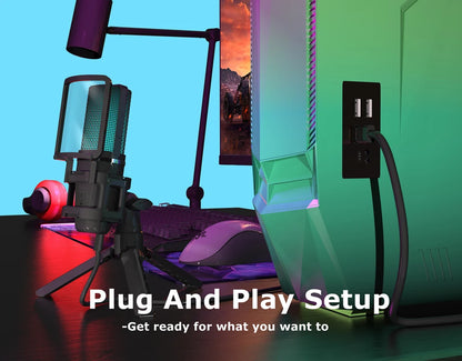 Zealsound RGB USB Kondensatormikrofon för Spel och Streaming