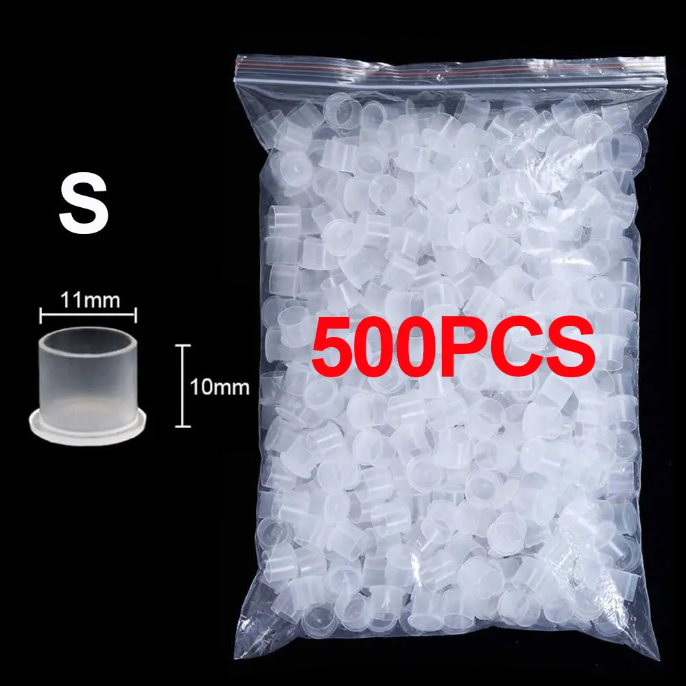 1000/500/100pcs Plastic Tattoo Ink Cups Caps with Base Clear Self Standing Ink Caps Tattoo Pigment Cups for Tattoo Ink Supply
