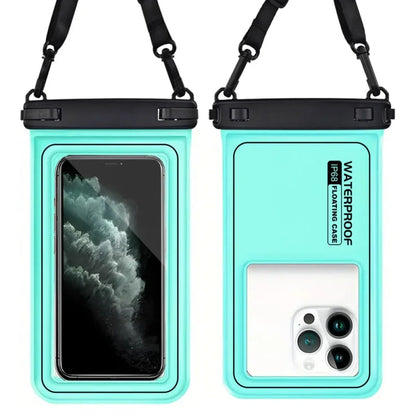 Flytande Vattentätt Mobilfodral med Crossbody-rem – Dubbelhake, Touchkänslig, 10 Färger, upp till 6,9"