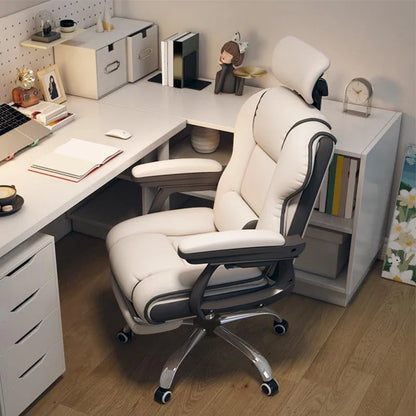 Ergonomic Executive Computer Chair High Back Adjustable Height PU Leather Tilt Lock Recliner Office Chair with Thickened Seat
