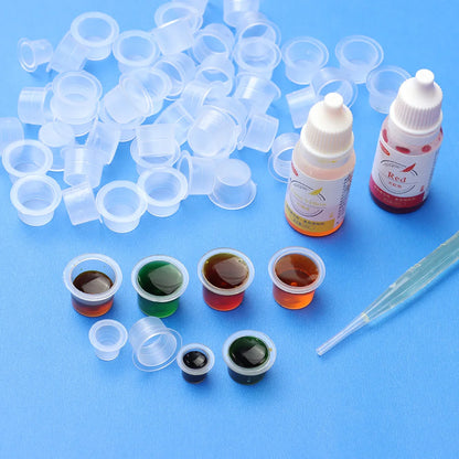 100Pcs Tattoo Ink Caps Disposable Plastic Cups Body Art Tattoo Pigment Cups Container Holder Stand Makeup Tattoo Supplies L/M/S