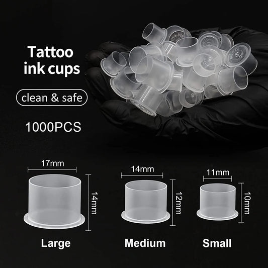 EMALLA Engångs Tatueringsbläckkopp S/M/L – Pigmentkoppar med Bas för PMU & Tatuering 100/300/1000-pack 2026