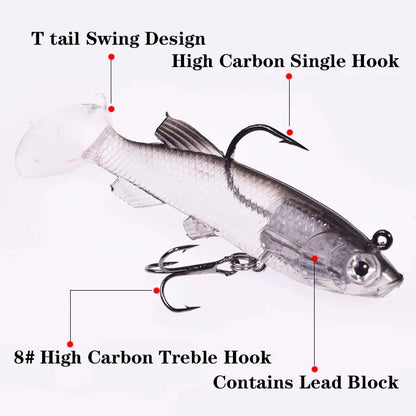 Wobblers Silicone Soft Bait 7.5cm 12g T Tail Swimbait Artificial Rubber Bait Pike for Bass Carp Fishing Lures