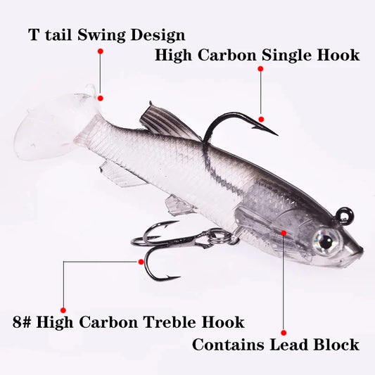 Wobblers Silicone Soft Bait 7.5cm 12g T Tail Swimbait Artificial Rubber Bait Pike for Bass Carp Fishing Lures