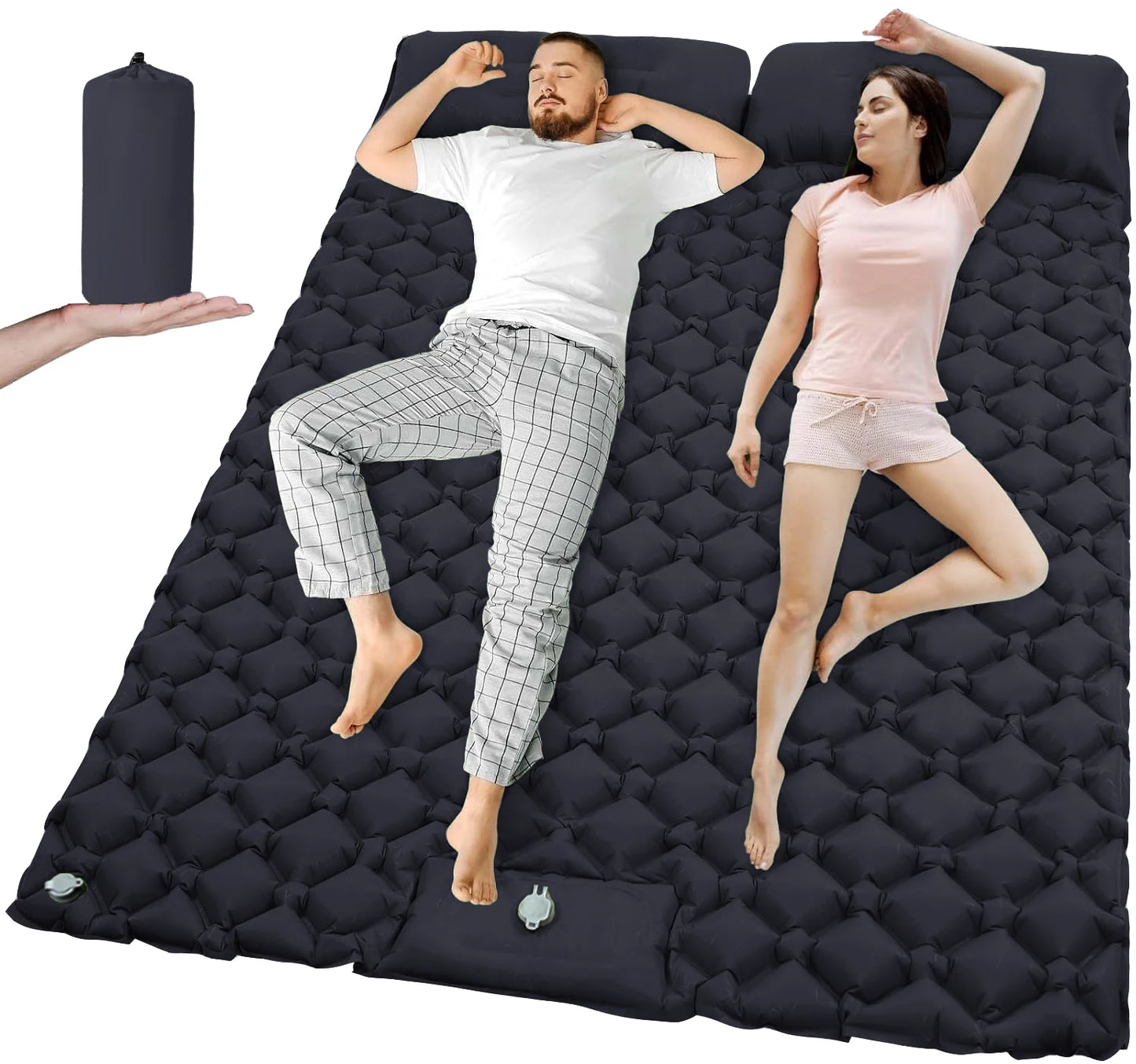 Uppblåsbar Campingmadrass T2312 – Extra Bred, Inbyggd Pump, TPU-Nylon, 8 Färger