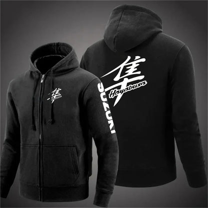 Suzuki Hayabusa Motorcykel Hoodie Herr – Dragkedja, Tryckt Logga, Vår & Höst