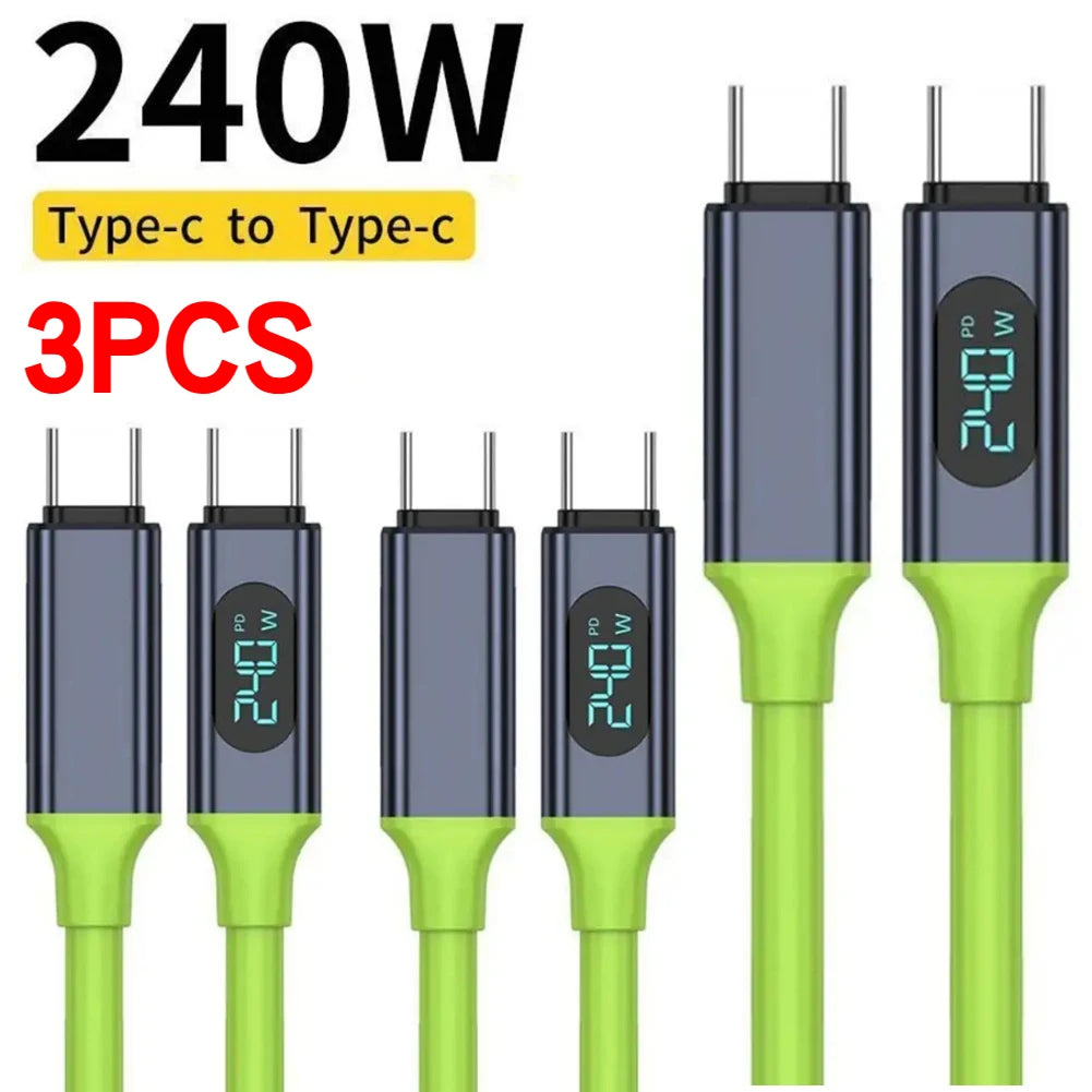 USB-C-laddkabel med digital effektmätare – 100 W/240 W, 1,5 m