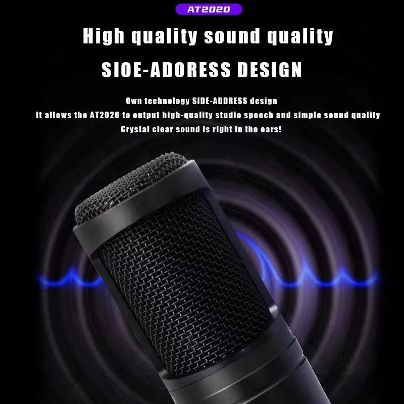 Original Audio Technica AT2020 Cardioid Condenser Microphone Professional Studio XLR Mic for Podcasting Streaming Recording