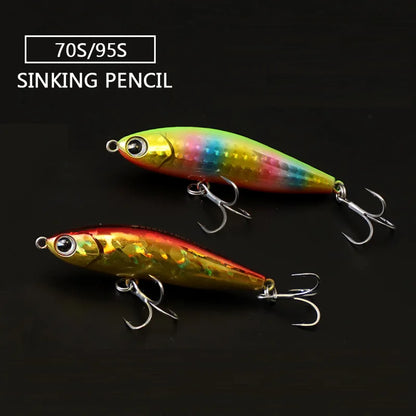 Pencil Warped Mouth Fish Sea Bass Bait Fake Bait 14G70MM Sinking Fishing Accessories Swimming Bait 3D Fish Eye