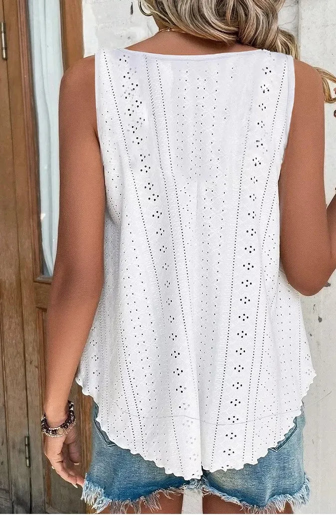 Plus Size Curved Hem Tank Top, Casual Crew Neck Sleeveless Tank Top For Summer, Women's Plus Size Clothing