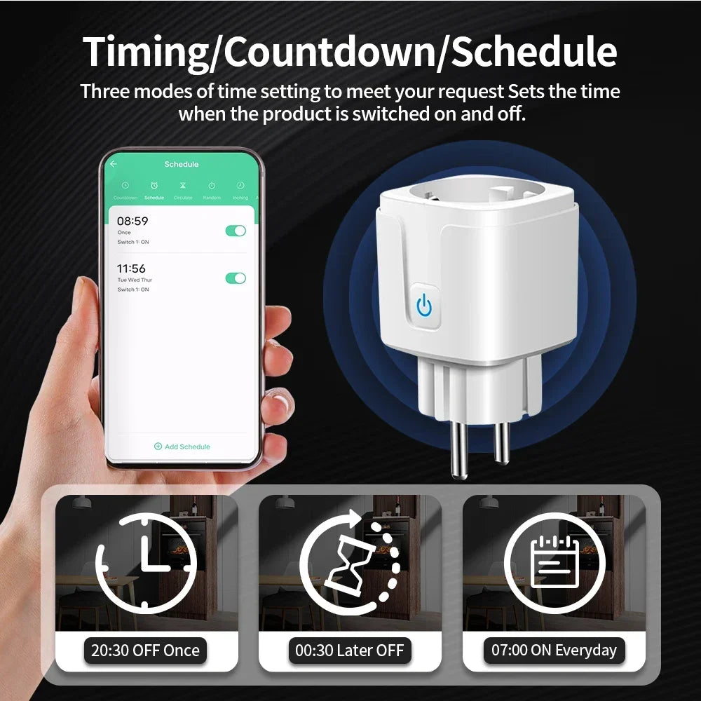 TNCE Tuya Smart Plug WiFi/Zigbee3.0 Socket 16A/20A Power Monitor Remote Control Smart Life APP Remote Control Voice Contr Alexa