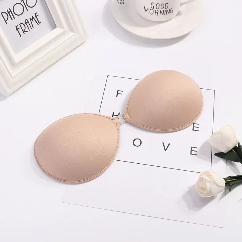 1/2Pcs Sexy Women Invisible Push Up Bras Reusable Adhesive Self-Adhesive Silicone Front Closure Sticky Bra Black Skin Strapless